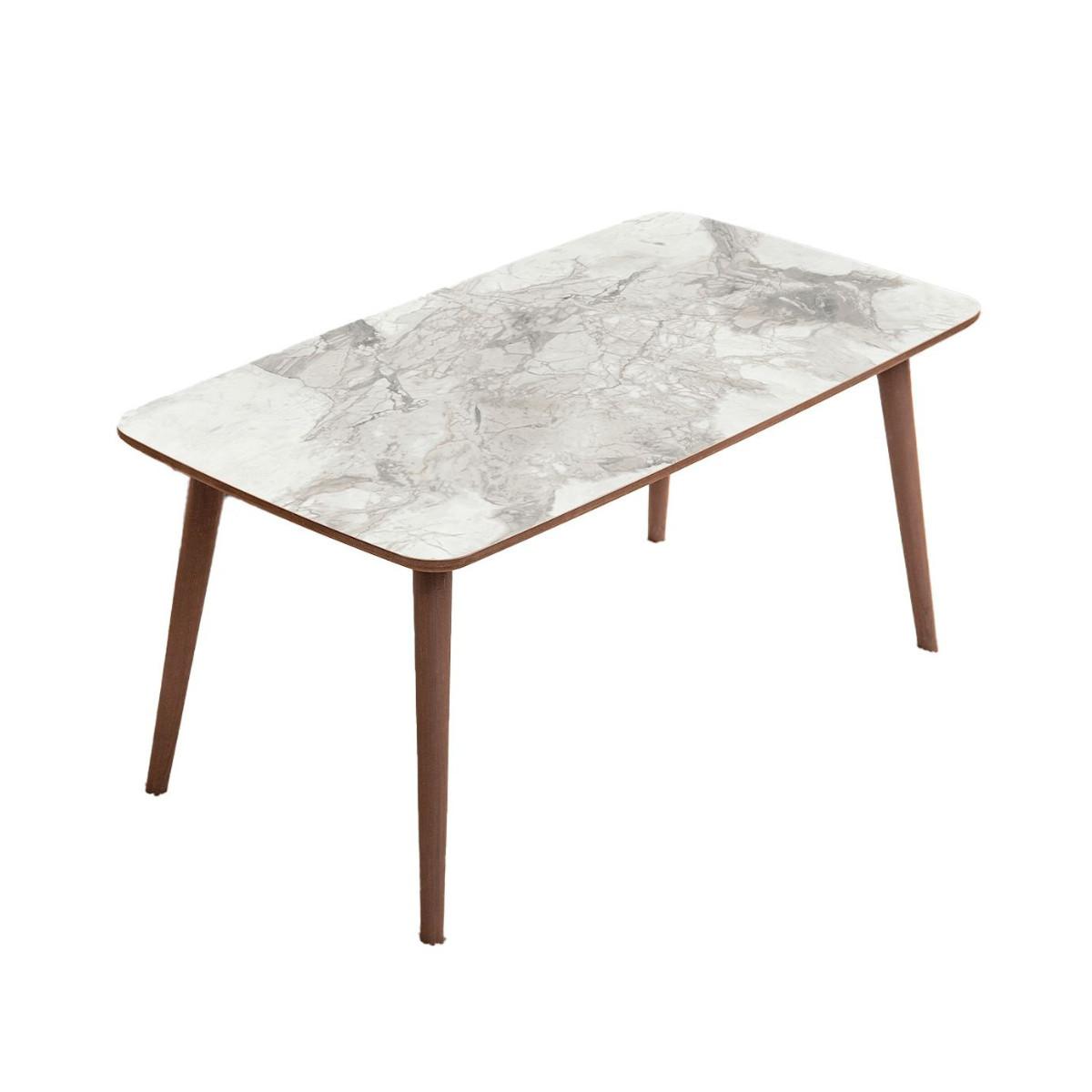 COUCHTISCH mit rechteckiger Platte in weißer Marmoroptik 54/45/100 cm - Weiß, Holzwerkstoff (59/54/45cm) - Calicosy