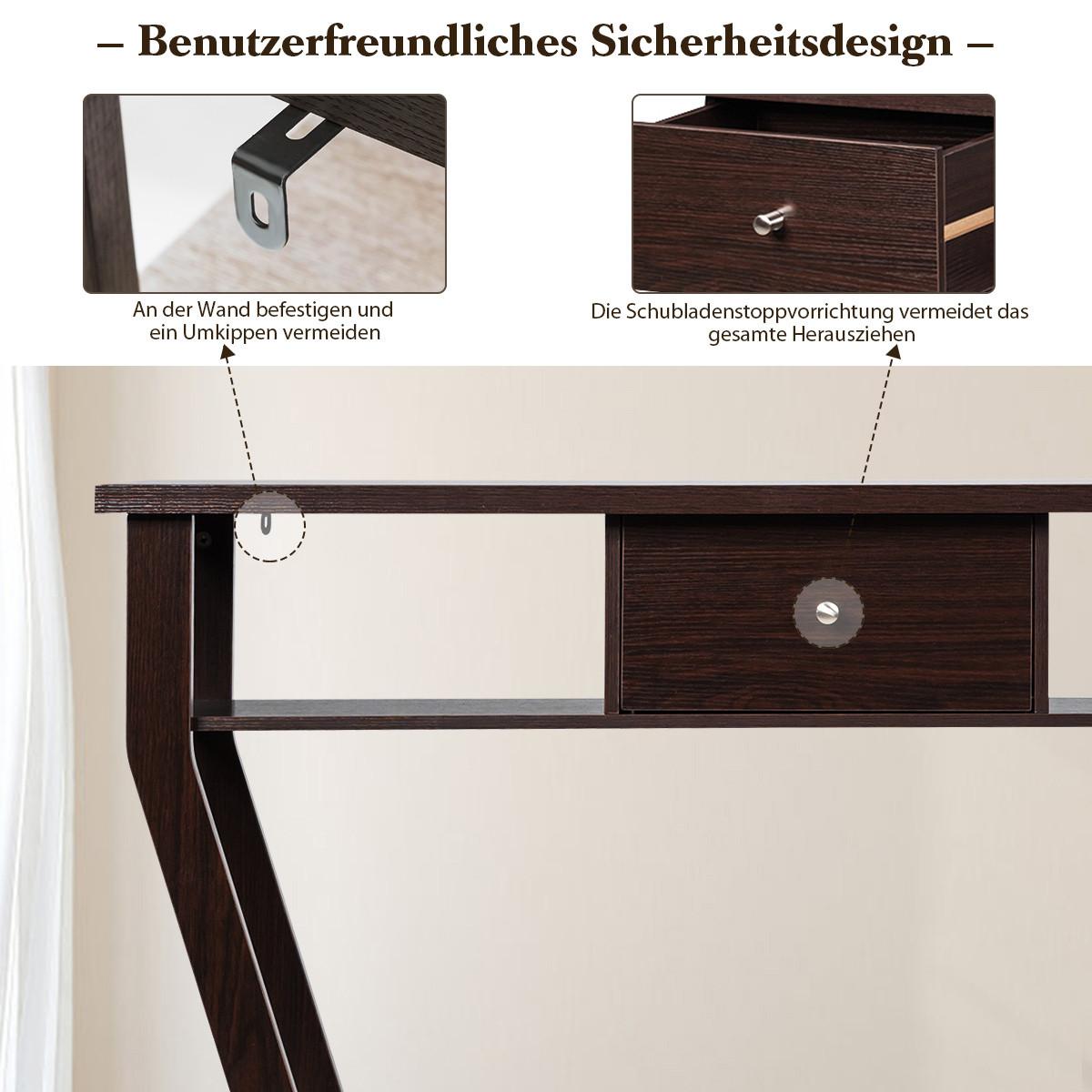 KONSOLENTISCH Braun - Braun, Holzwerkstoff (30/120/81cm) - COSTWAY