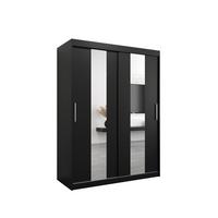 SCHWEBETÜRENSCHRANK 200/150/62 2-türig - Silberfarben/Schwarz, Holz/Kunststoff (150/200/62cm) - MÖBEL KRYSPOL