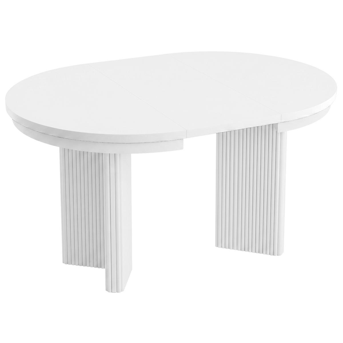 ESSTISCH Prestige runder Design-Tisch, ausziehbar Ø 100–180 cm, Weiß+Weiß - Weiß, Metall (100/100/77cm) - Beautysofa