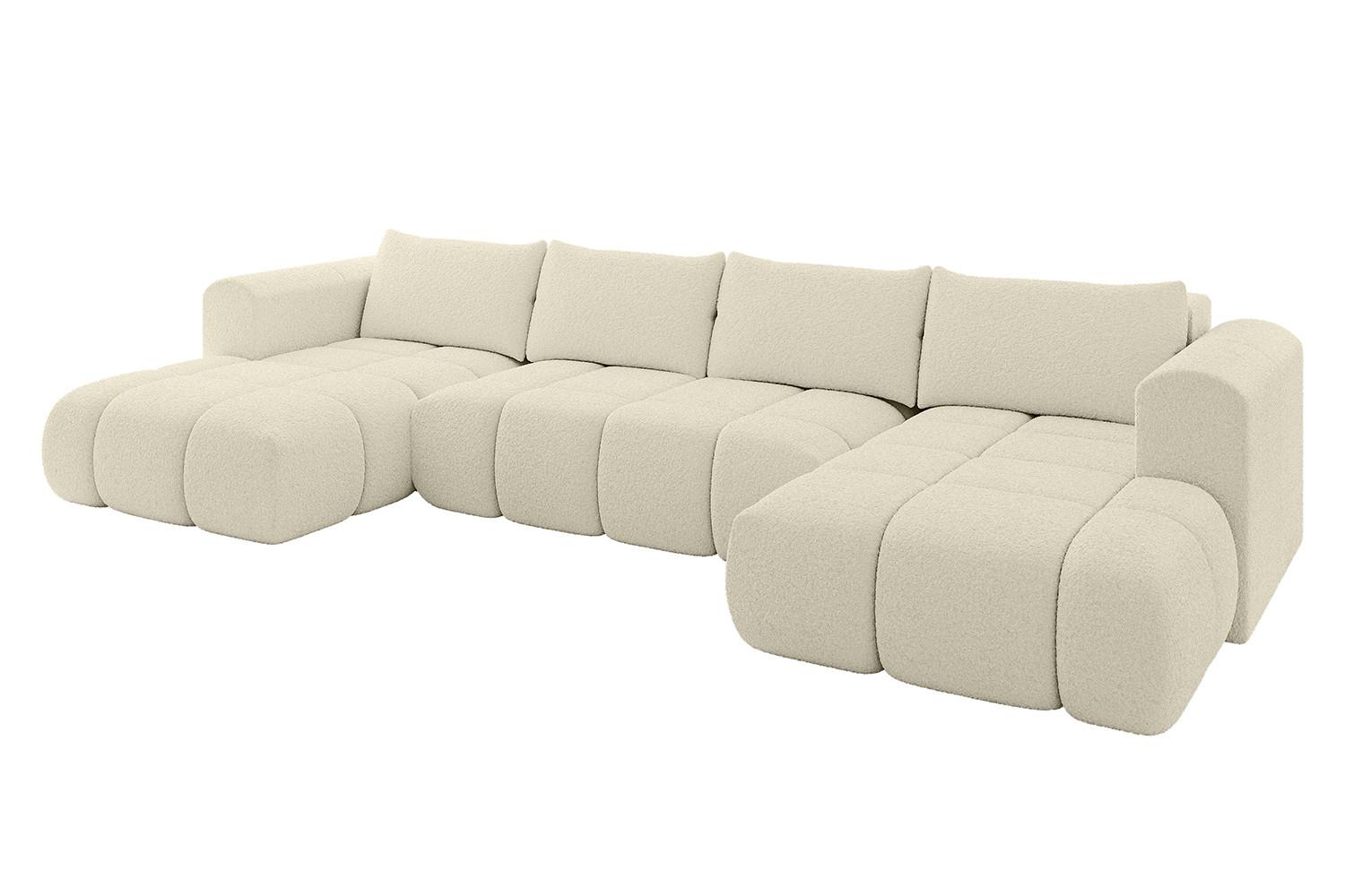 WOHNLANDSCHAFT CLOUD-U 405x185x90 Beige Bouclé - Beige, Holzwerkstoff/Kunststoff (405/90/185cm) - ALTDECOR