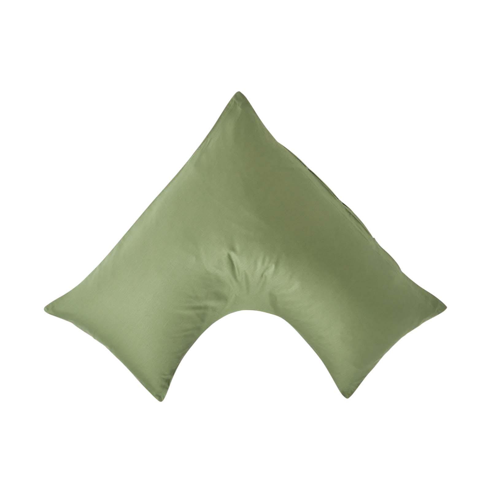 BIO-KISSENBEZUG für V-Form-Kissen, Satin, Fadendichte 400 - Grün, Textil (38/76cm) - Homescapes