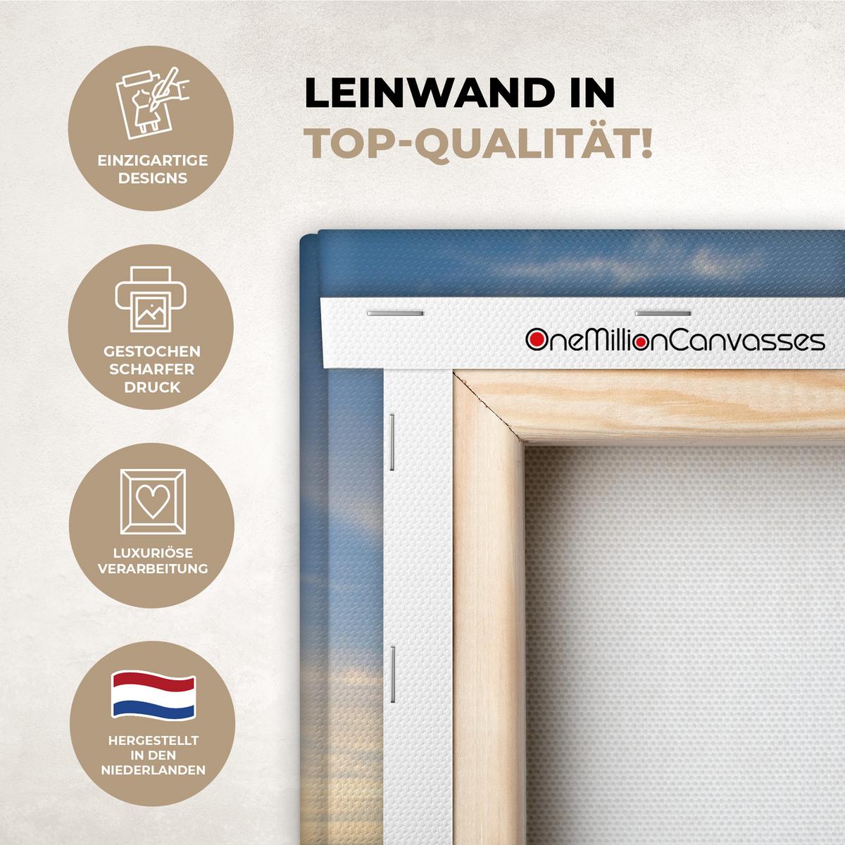 LEINWANDBILD Strand - Meer - Düne - Sonnenuntergang - Landschaft Wanddeko Schlafzimmer 60x90 cm - Beige, Textil (60/90cm) - MuchoWow
