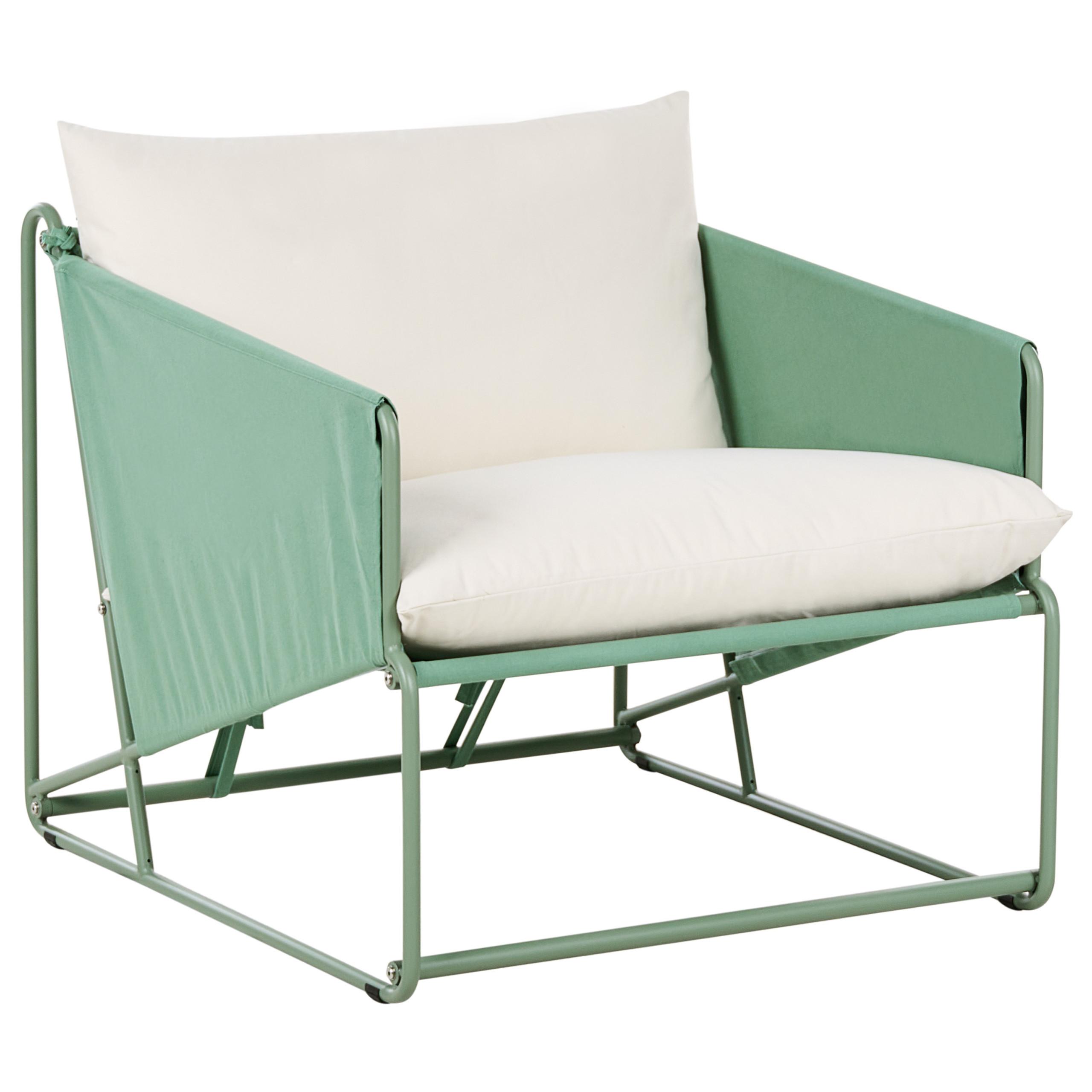 GARTENSTUHL Hellbeige Ponte - Beige/Grün, Metall (80/88/94cm) - Beliani