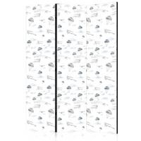 PARAVENT Beidseitig Bedruckter 3-tlg 135x172 cm Flugzeuge Wolken - Weiß, Holz/Textil (135/172/3cm) - Muralo