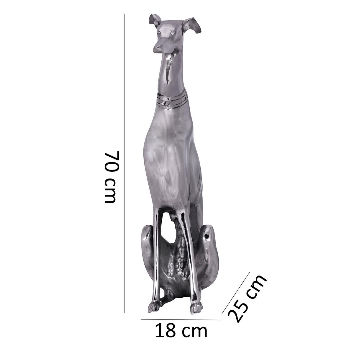 DEKOFIGUR Windhund Aluminium 18x70 cm handgefertigt - Silberfarben, Metall (18/70/25cm) - KADIMA DESIGN