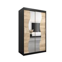 SCHWEBETÜRENSCHRANK 200/120/62 2-türig - Silberfarben/Schwarz, Holz/Kunststoff (120/200/62cm) - MÖBEL KRYSPOL