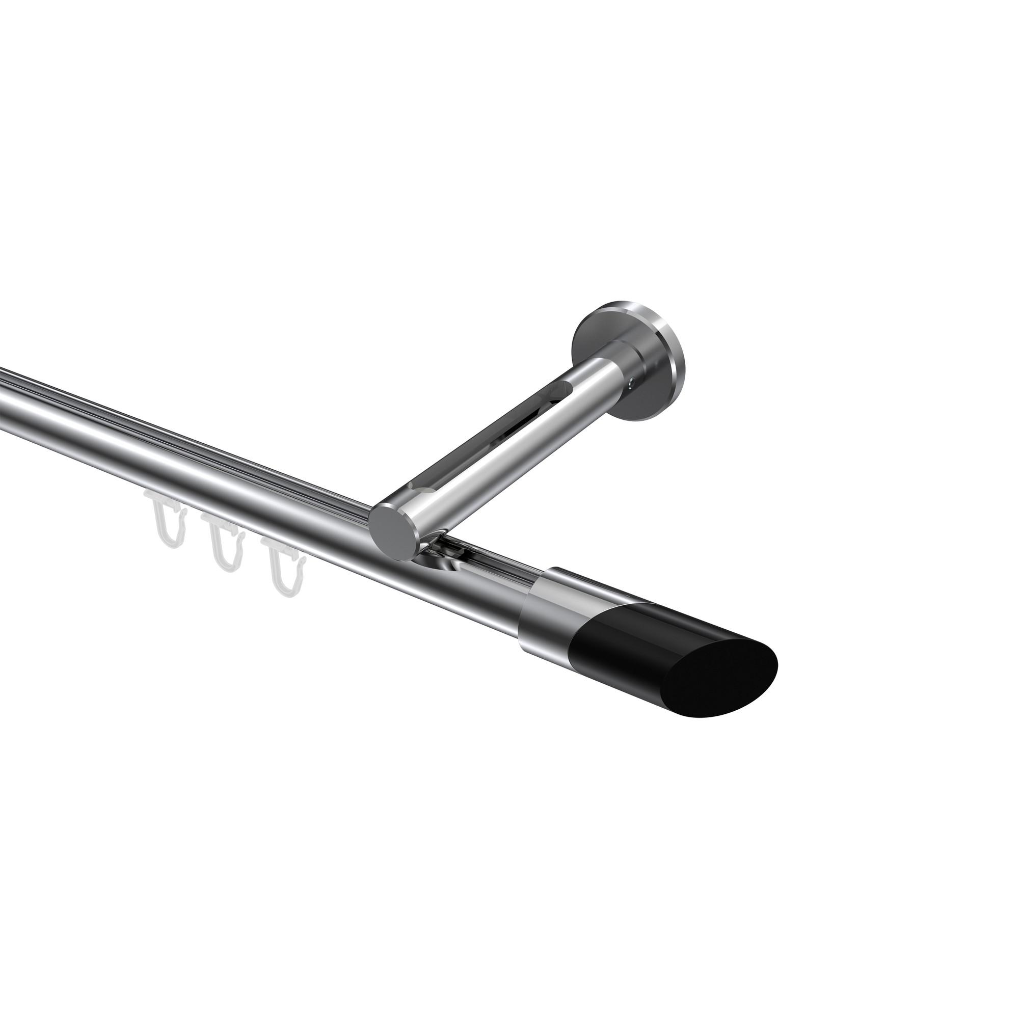 GARDINENSTANGE INNENLAUF Siteno Verano 280 cm (geteilt in 2 x 140 cm), 1-läufig, 20 mm Ø Chrom - Chromfarben/Schwarz, Metall (280cm) - INTERDECO