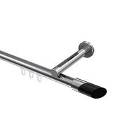 GARDINENSTANGE INNENLAUF Siteno Verano 280 cm (geteilt in 2 x 140 cm), 1-läufig, 20 mm Ø Chrom - Chromfarben/Schwarz, Metall (280cm) - INTERDECO