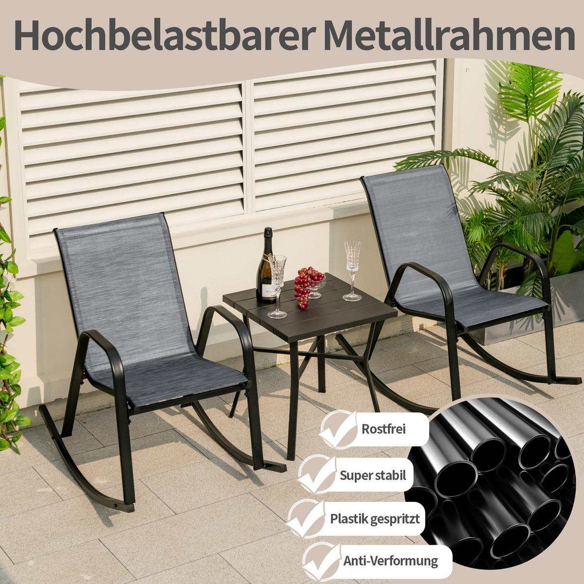 SCHAUKELSTUHL Grau(2er-Set) - Grau, Metall (91/86/62cm) - COSTWAY