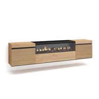 LOWBOARD Eiche, mit Elektrokamin, Hängend, 200/35/45cm - Eichefarben, Holzwerkstoff (200/45/35cm) - Skraut Home