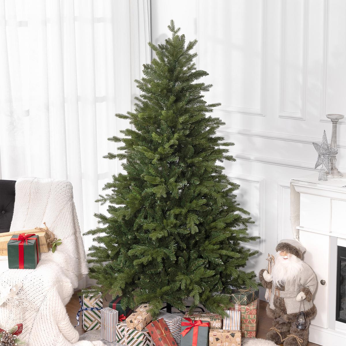 KÜNSTLICHER-WEIHNACHTSBAUM Kunststoff Metall Grün - Grün, Kunststoff (180cm) - HOMCOM