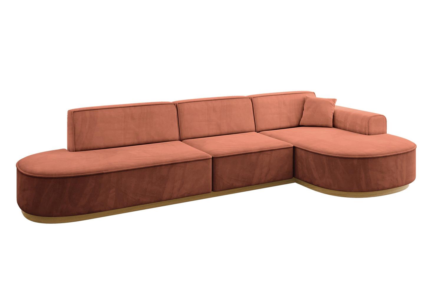 ECKSOFA Ottomane Rechts MARI-L2-v2 - 328x171x83 cm Koralle Velours - Koralle, Holzwerkstoff/Textil (171/328cm) - ALTDECOR