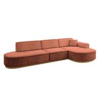 ECKSOFA Ottomane Rechts MARI-L2-v2 - 328x171x83 cm Koralle Velours - Koralle, Holzwerkstoff/Textil (171/328cm) - ALTDECOR