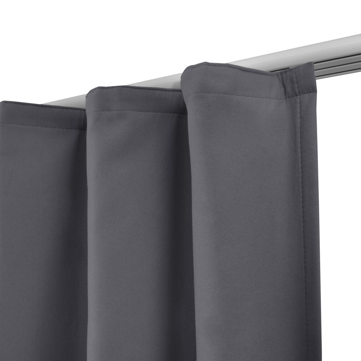 VORHANG Amelie TK mit Kräuselband 140x245cm Anthrazit (2tlg) - Anthrazit, Textil (140/245/1cm) - Beautissu 