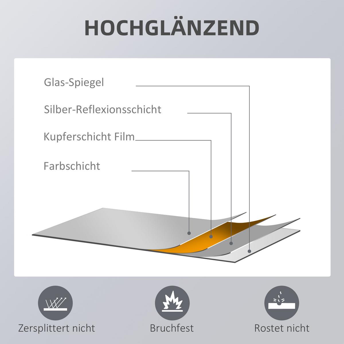 WANDSPIEGEL - Naturfarben, Glas/Holzwerkstoff (48/125/45cm) - HOMCOM