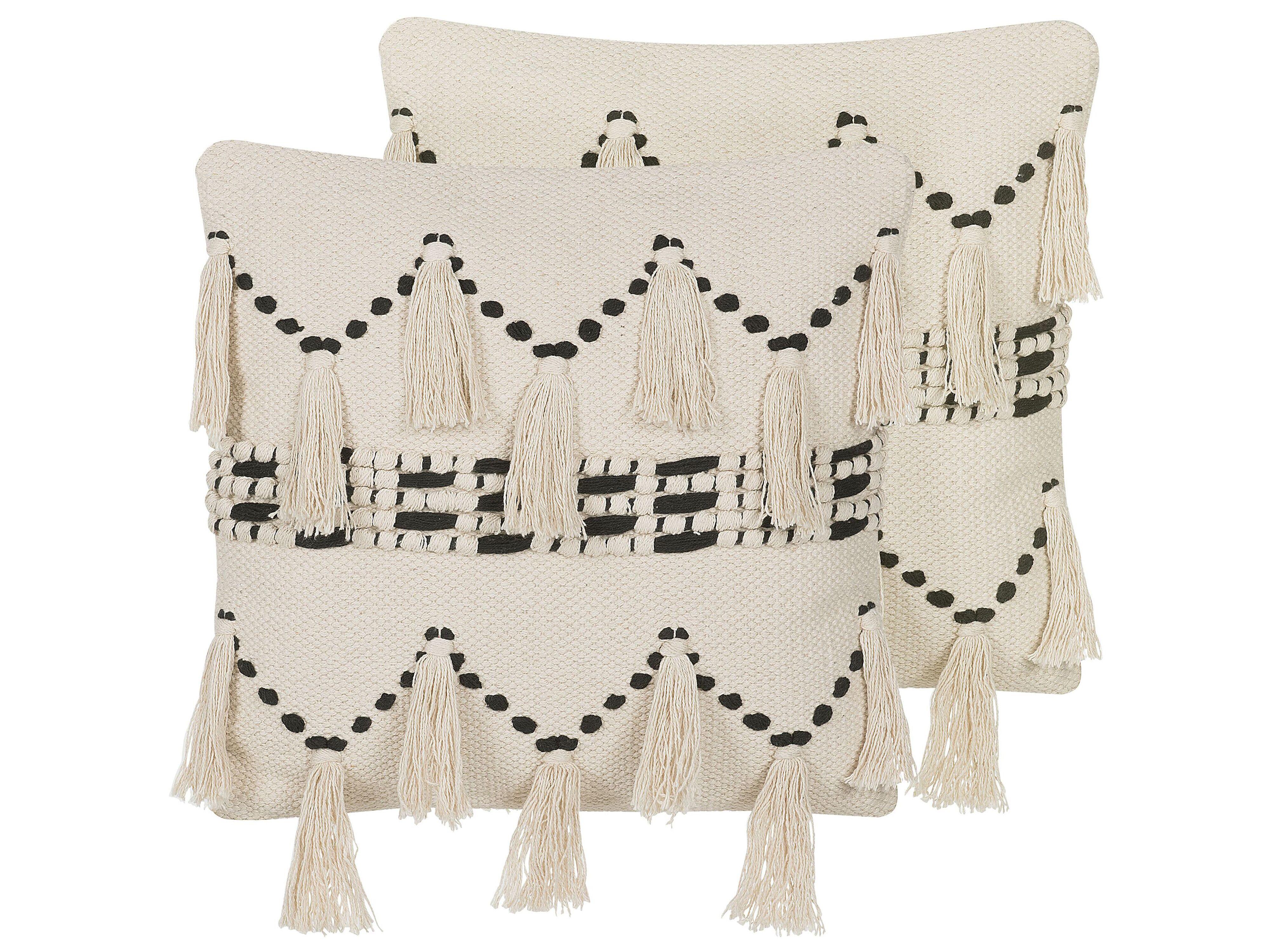 DEKOKISSEN 2er-Set Hellbeige 45/45 cm Thondi - Beige, Naturmaterialien/Textil (45/45cm) - Beliani