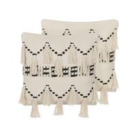 DEKOKISSEN 2er-Set Hellbeige 45/45 cm Thondi - Beige, Naturmaterialien/Textil (45/45cm) - Beliani