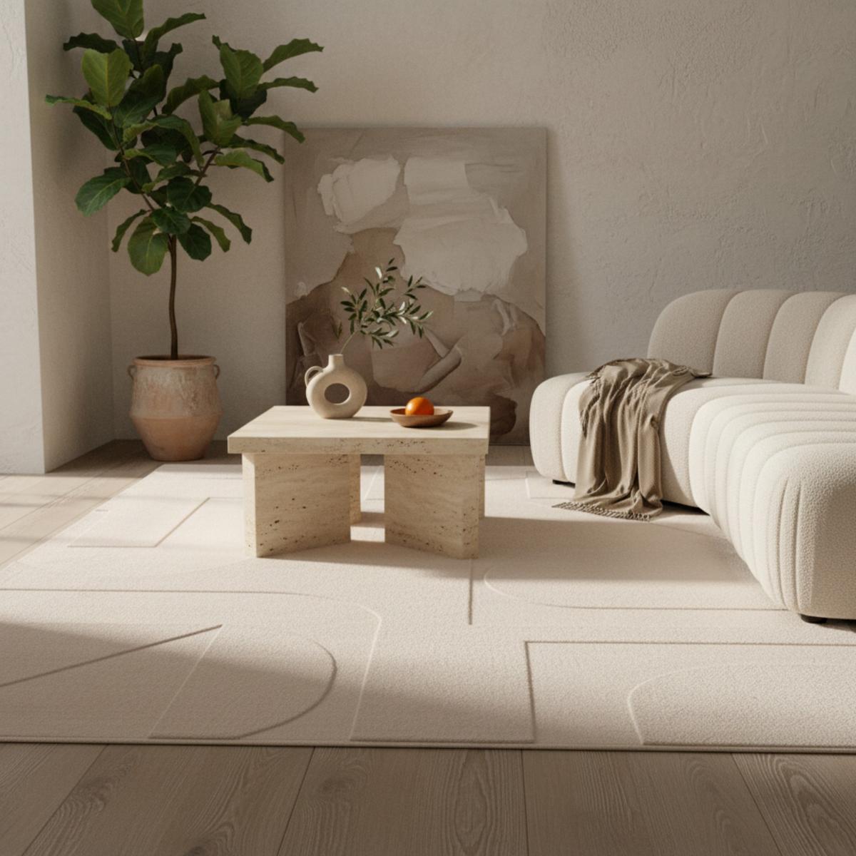 TEPPICH Kurzflor Waschbar LAVAREDO in Creme, im Skandi-Stil, 120 x 170 cm - Beige, Textil (170/120cm) - KADIMA DESIGN