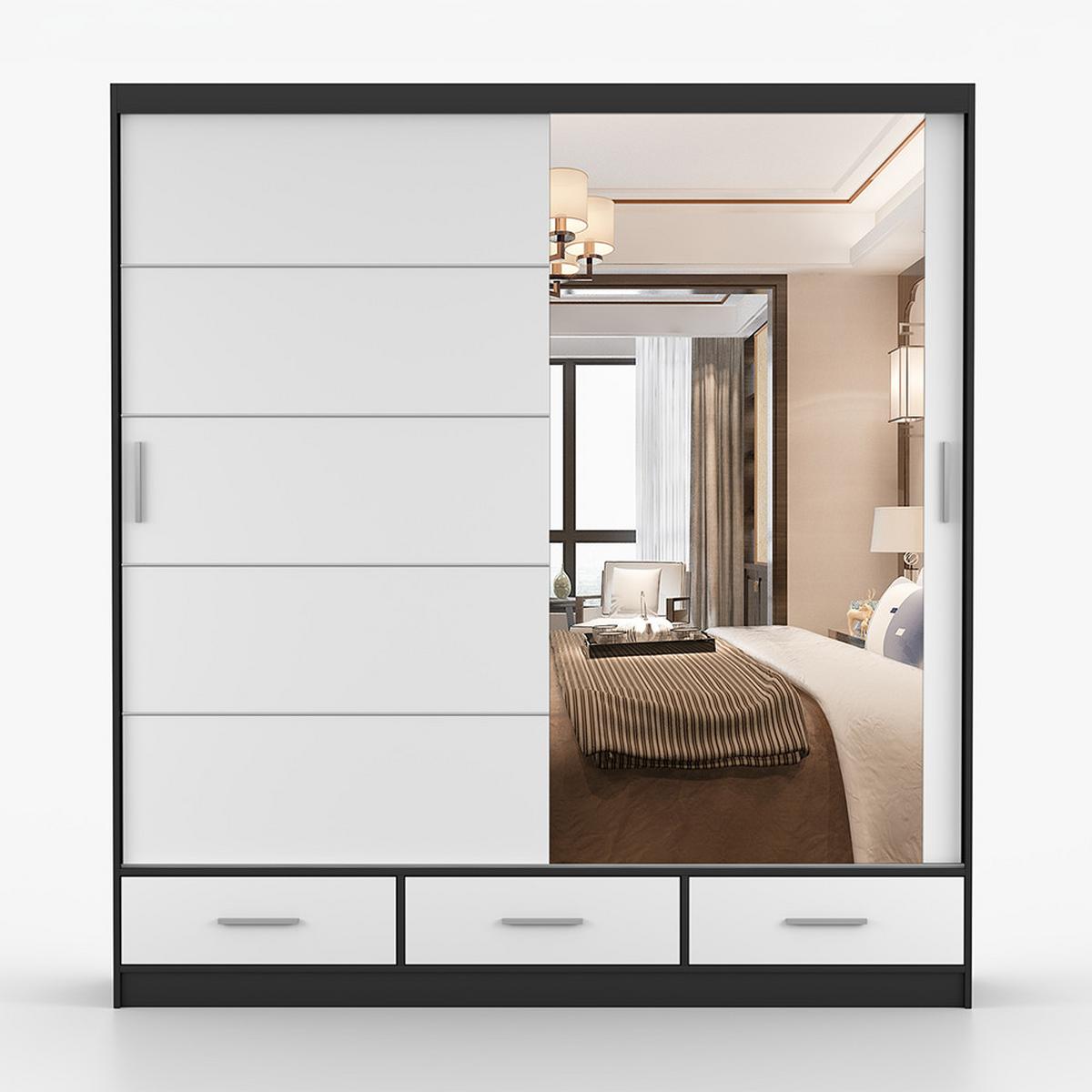 KLEIDERSCHRANK Florence 203 cm, 203/218/61, 2-türig, schwarz - Schwarz, Holzwerkstoff (203/218/61cm) - imoebel24