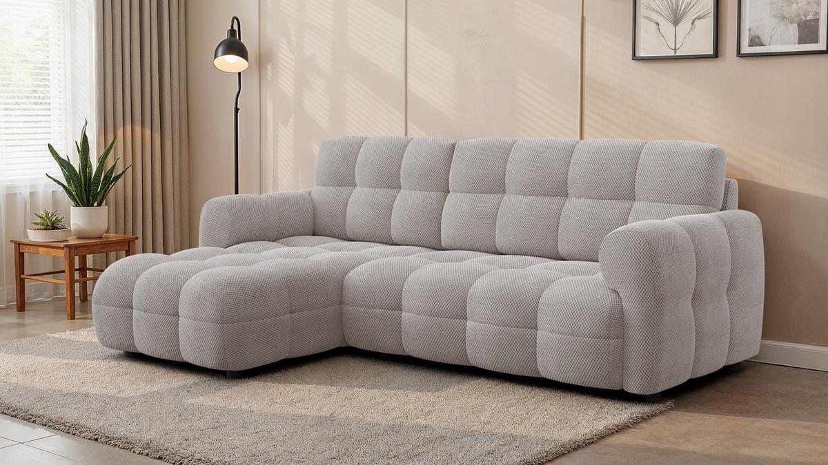 ECKSOFA MELLOW 3-Sitzer, beige - Beige/Schwarz, Holz/Textil (232/156cm) - Wozimo