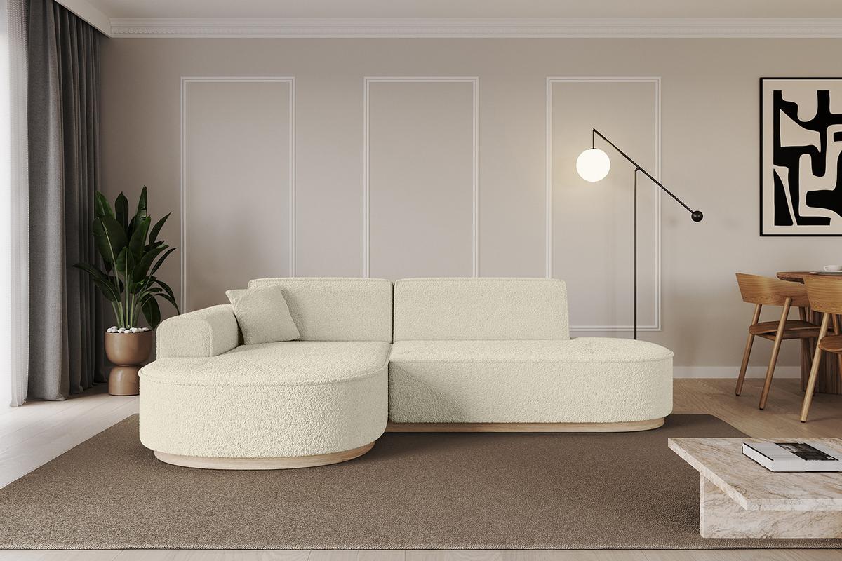 ECKSOFA Ottomane Links MARI-L1-v1 - 243x171x83 cm Beige Bouclé - Beige, Holzwerkstoff/Textil (243/171cm) - ALTDECOR