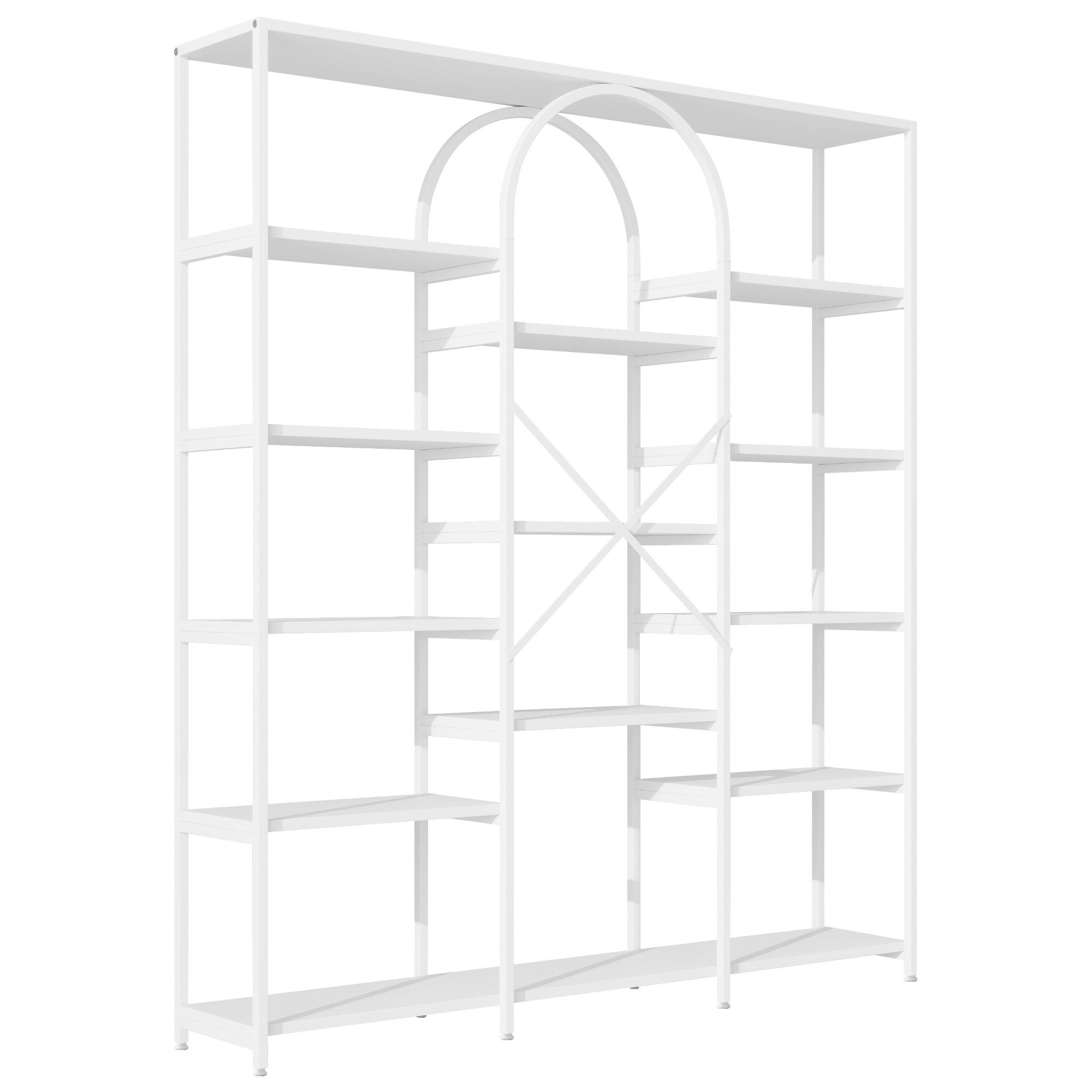 REGALE in weiß, bogen-design & 15 offene fächer - Weiß, Holzwerkstoff (160/180/30cm) - Urban Meuble