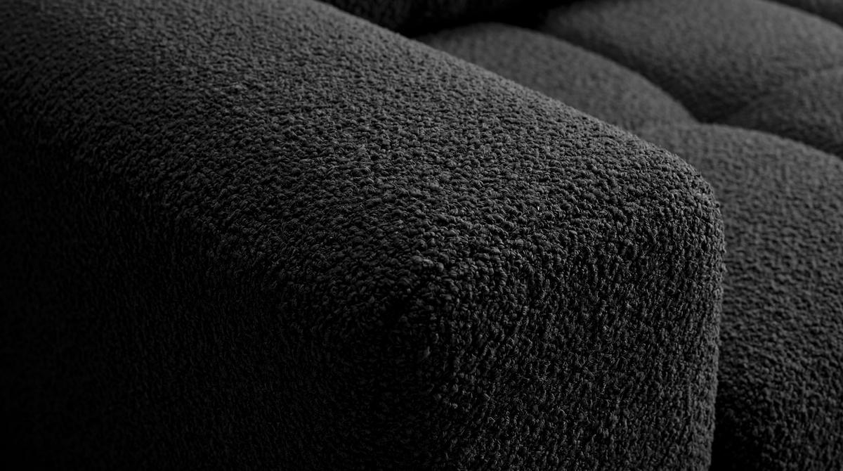ECKSOFA Ovia mit Bettkasten und Schlaffunktion, Bouclé-Stoff in L-Form - Schwarz, Textil (270/185cm)