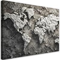 WANDBILD graue weltkarte 3d - Grau, Textil (60/40cm) - Feeby