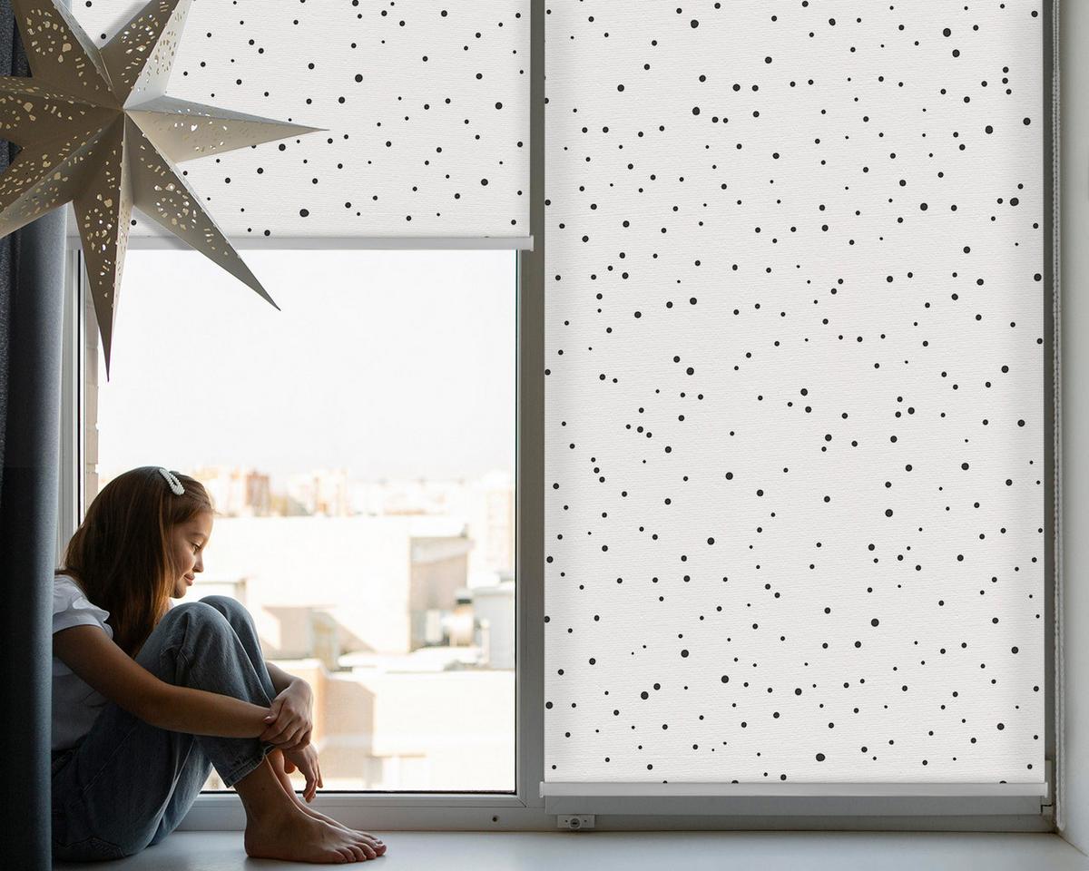 INNENROLLO - Fensterrollo - Rollo - 80x180 cm - Punkte - Schwarz, Kunststoff (80/180/0.5cm) - TULUP
