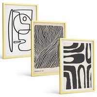 BILDER SET 3er Set - 40x60 cm Goldrahmen - Abstrakte Muster, Linien, Texturen - Goldfarben, Kunststoff (40/60cm) - TULUP
