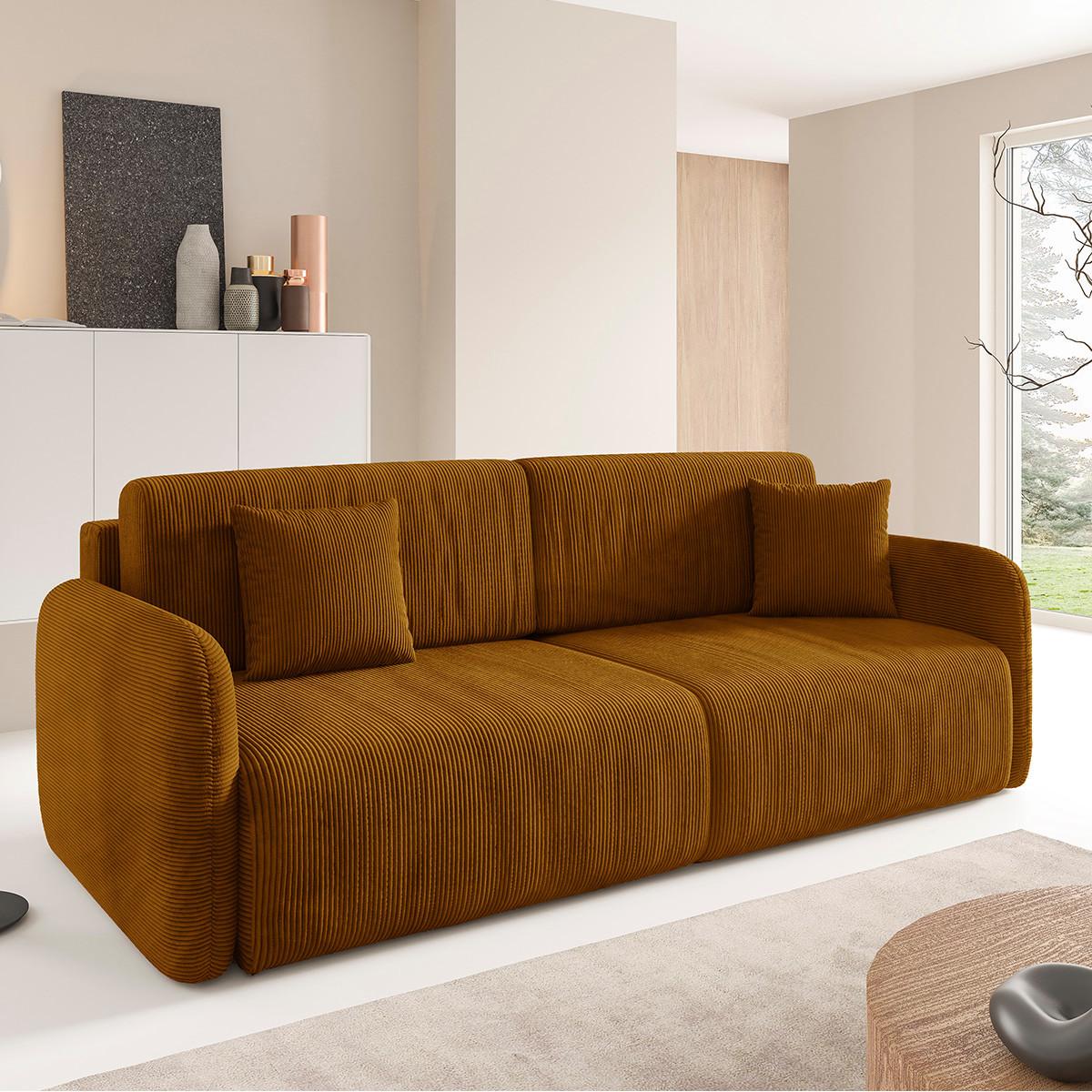 SOFA Dora 3 Sitzplätze Braun - Braun, Holz (233/92/110cm) - Petits-meubles