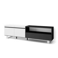 LOWBOARD, Weiß, Schwarz, 200/35/57cm - Schwarz/Weiß, Holzwerkstoff (200/57/35cm) - Skraut Home