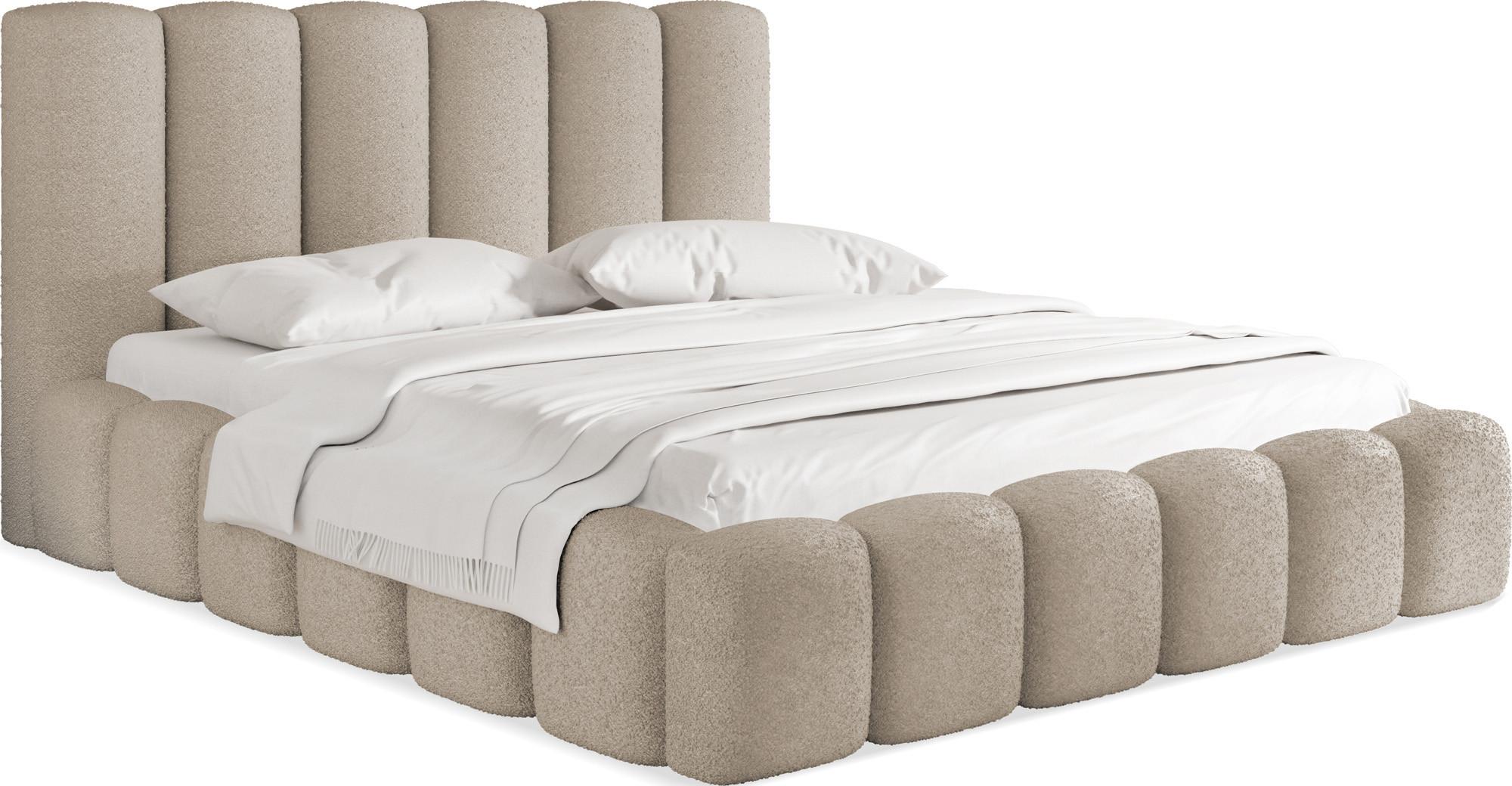 POLSTERBETT Serenity mit Bettkasten, Beige Boucle 140x200 cm - Beige/Birkefarben, Holzwerkstoff/Kunststoff (140/200cm) - WFL GROUP