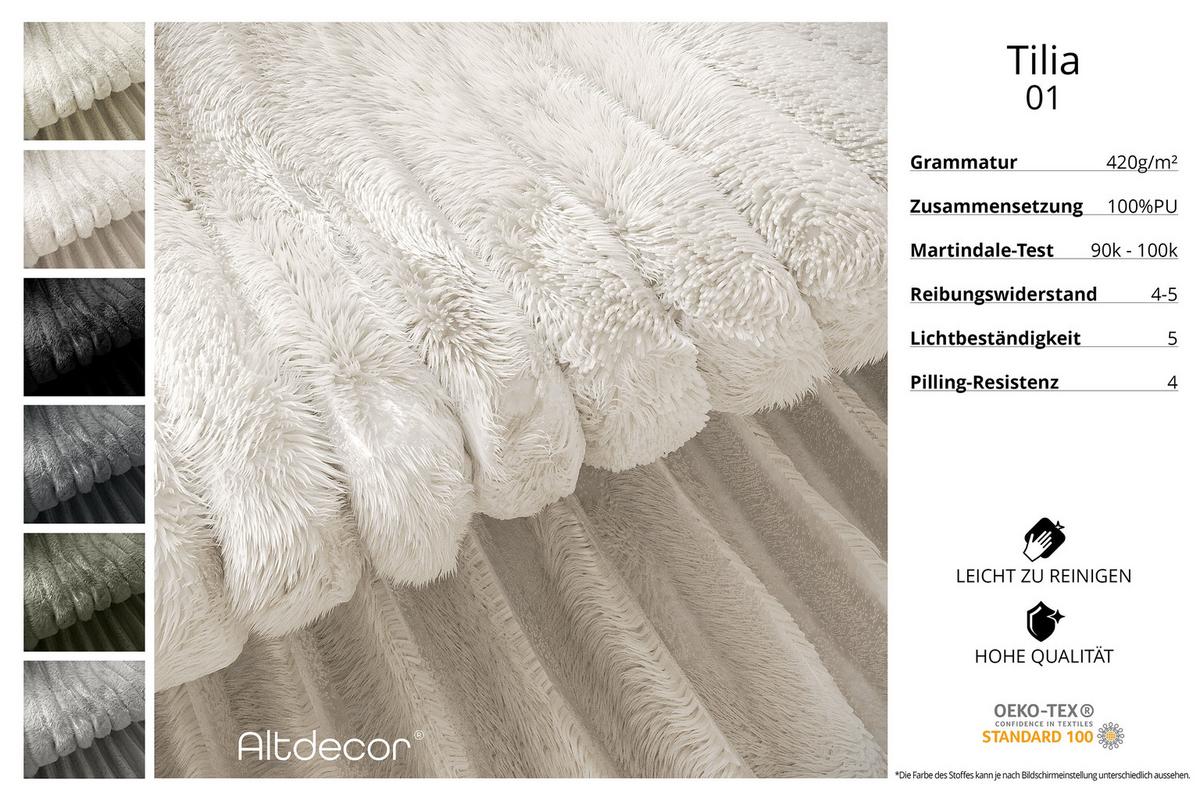 ECKSOFA mit Schlaffunktion und Bettkasten LIRA-L - 264x172x89 Creme - Creme, Holzwerkstoff/Textil (264/172cm) - ALTDECOR