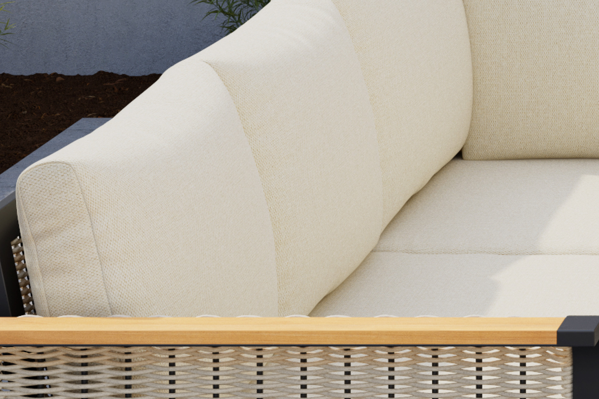 Dining Loungeset Hellbraun inkl. Sitz- und Rückenkissen abnehmbar und waschbar Bezug aus Outdoorstoff 