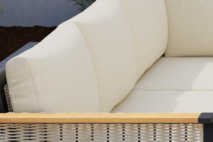 Dining Loungeset Hellbraun inkl. Sitz- und Rückenkissen abnehmbar und waschbar Bezug aus Outdoorstoff