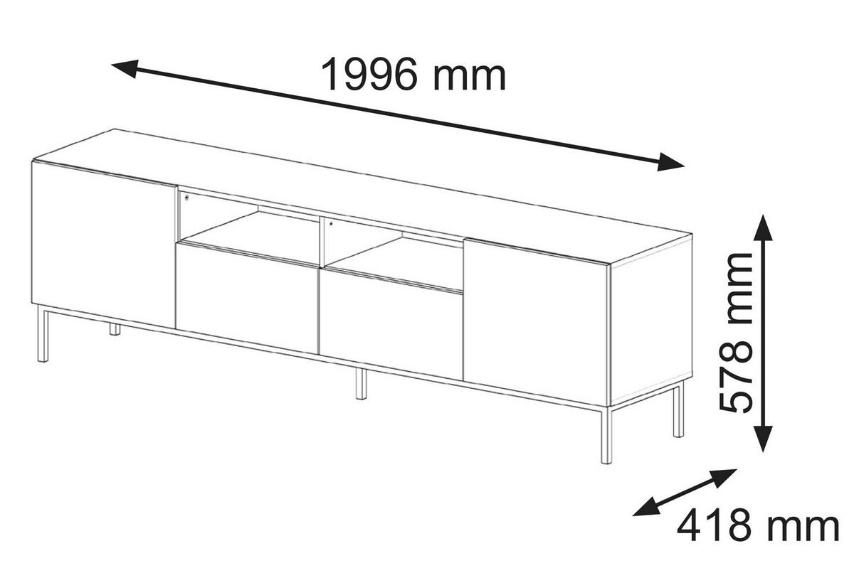 TV LOWBOARD Schwarz, Artisan-Schwarz, Gold 200/58/42 - Goldfarben/Schwarz, Holzwerkstoff (200/58/42cm) - RAUMHIRSCH FURNITURE