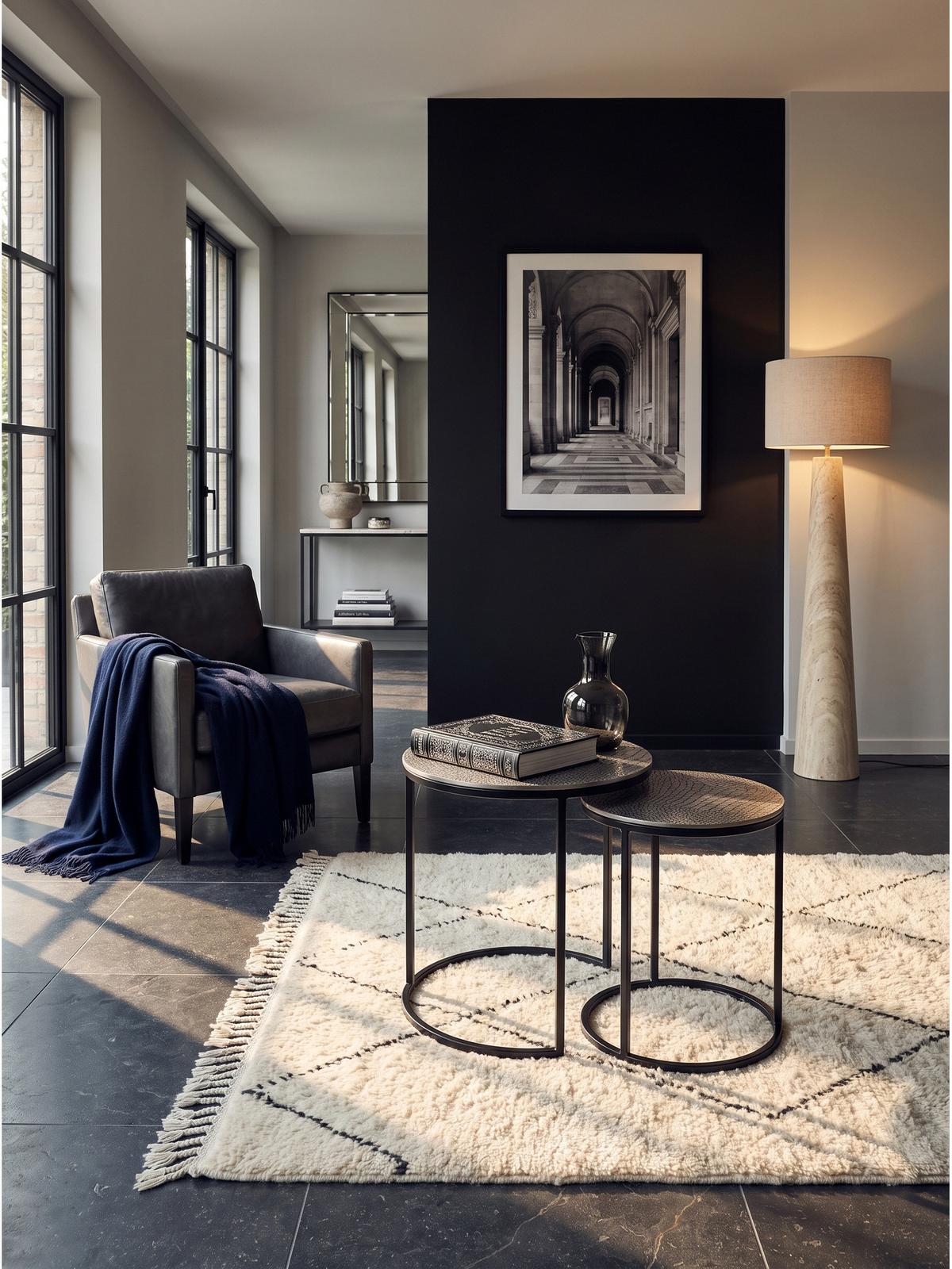 BEISTELLTISCHE 2er-Set VIENNE, Aluminium, handgefertigt, Silber, Ø 40 x 48 cm - Silberfarben/Schwarz, Metall (40/40/48cm) - KADIMA DESIGN