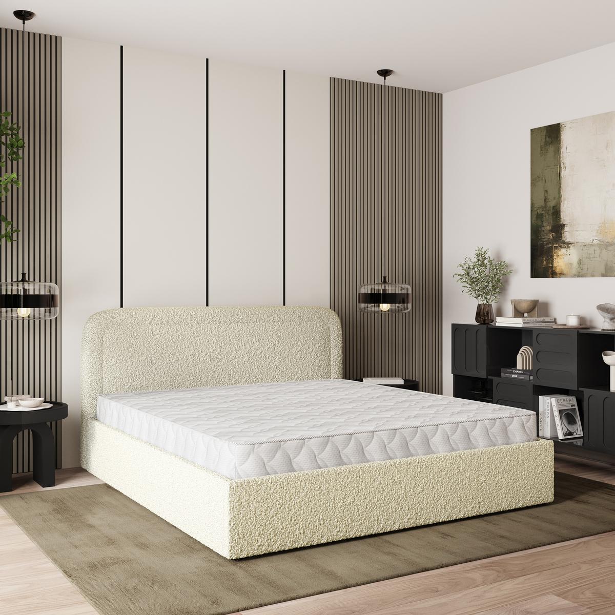 POLSTERBETT BENIRA Q 140x200 cm mit Bettkästen - Creme - Creme, Holz (140/200cm) - MASSENO