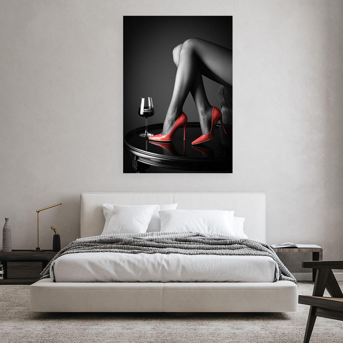 LEINWANDBILD Frau in roten High Heels 40x60cm - Schwarz, Textil (40/60cm) - Feeby
