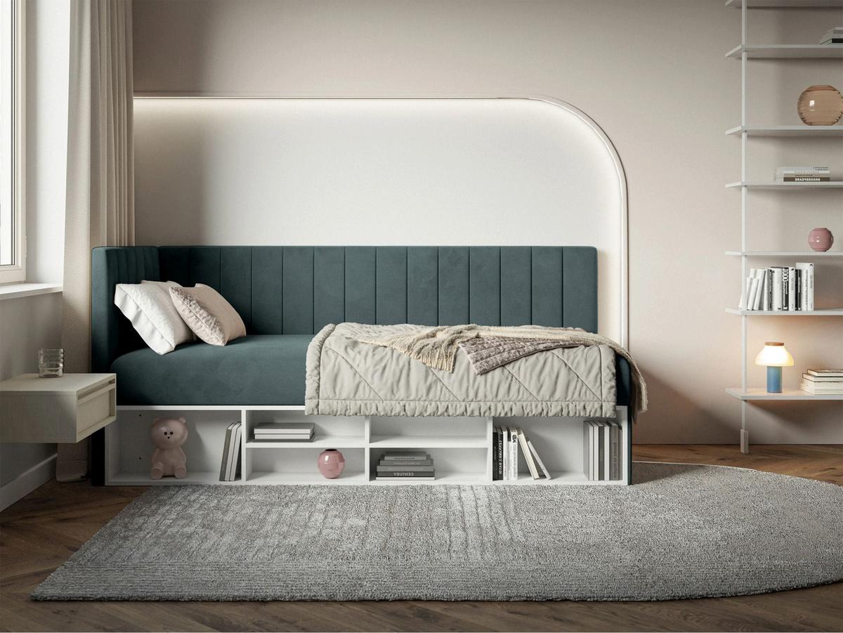 JUGENDBETT Ventrio Blaugrau Easy-Clean-Samtbezug 90x200 cm - Hellgrau, Kunststoff/Textil (90/200cm) - Selsey