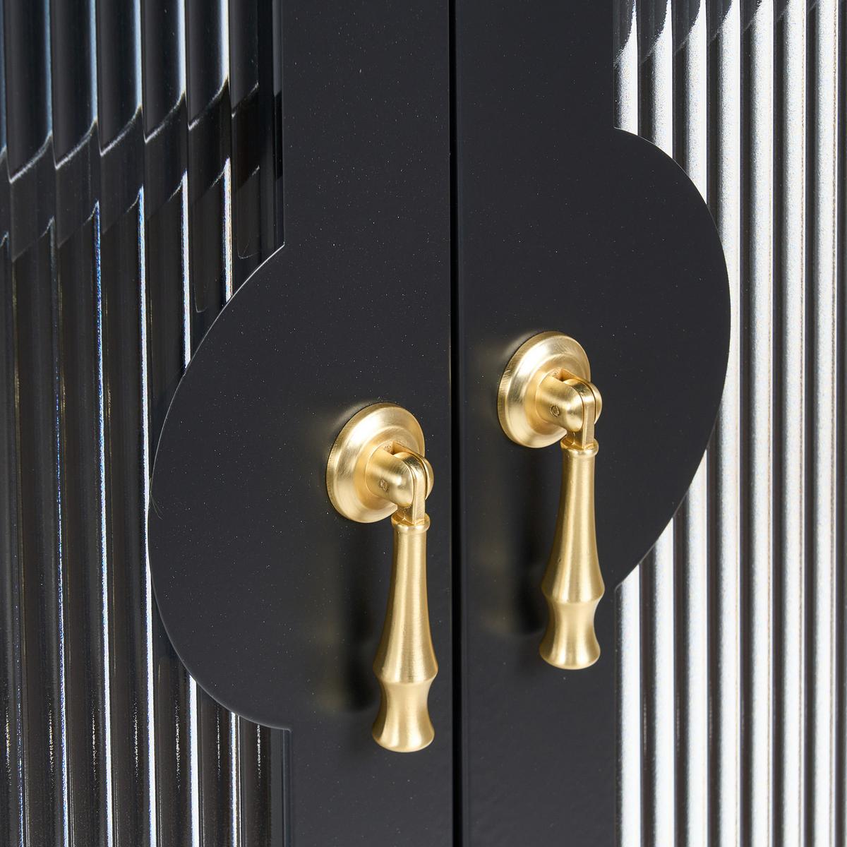VITRINE mit Glastüren Metall Schwarz Gleora - Schwarz, Metall (80/180/35cm) - Beliani