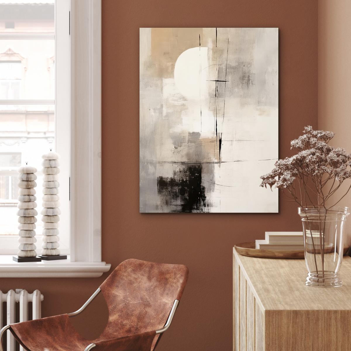 METALLBILD Abstrakt - Kunst - Grau 60x80 cm - Hellgrau, Metall (60/80cm) - MuchoWow