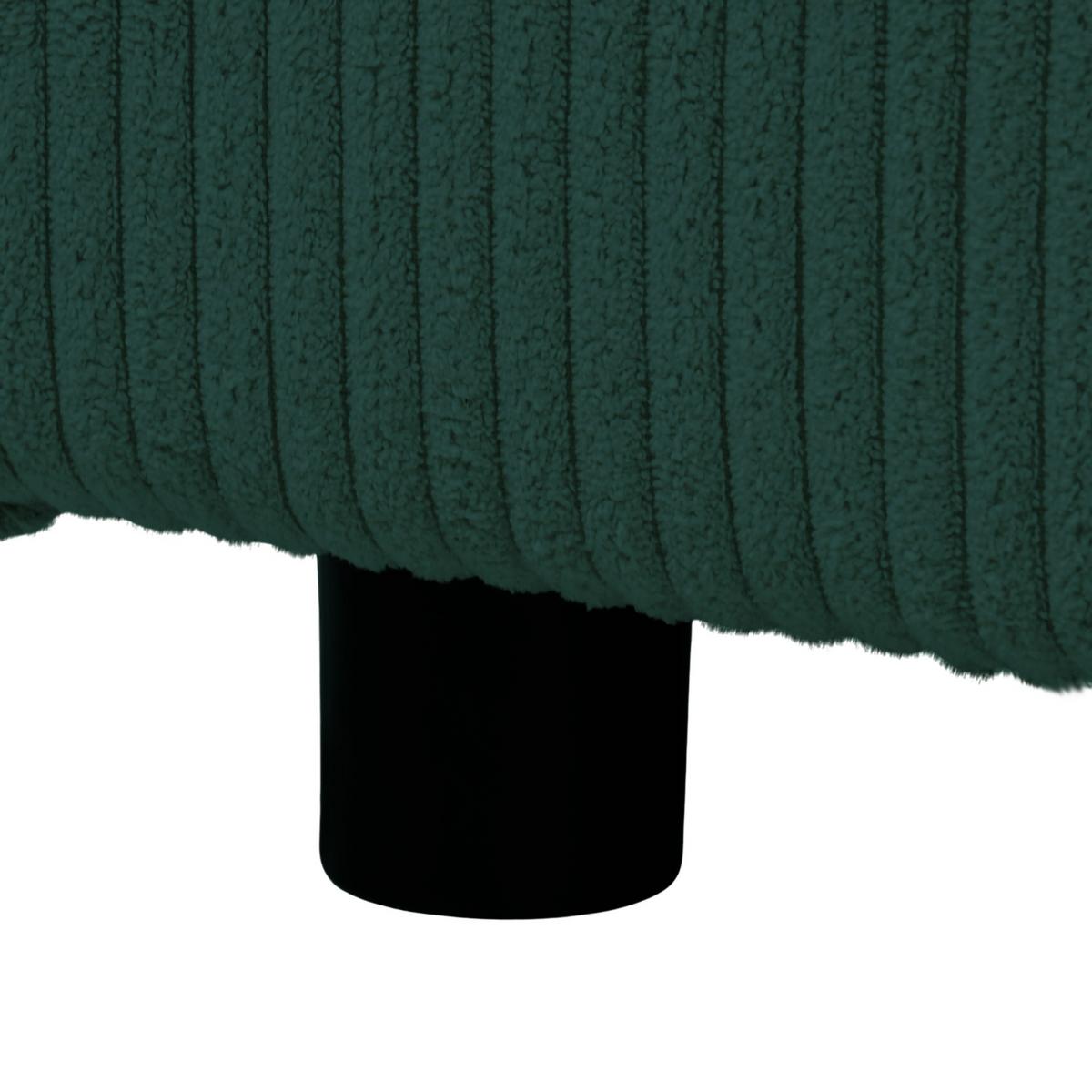 ECKSCHLAFSOFA Neapol mit Bettkasten, 255 cm, Cord-Stoff, Grün - Schwarz/Grün, Textil (256/148cm) - Beautysofa