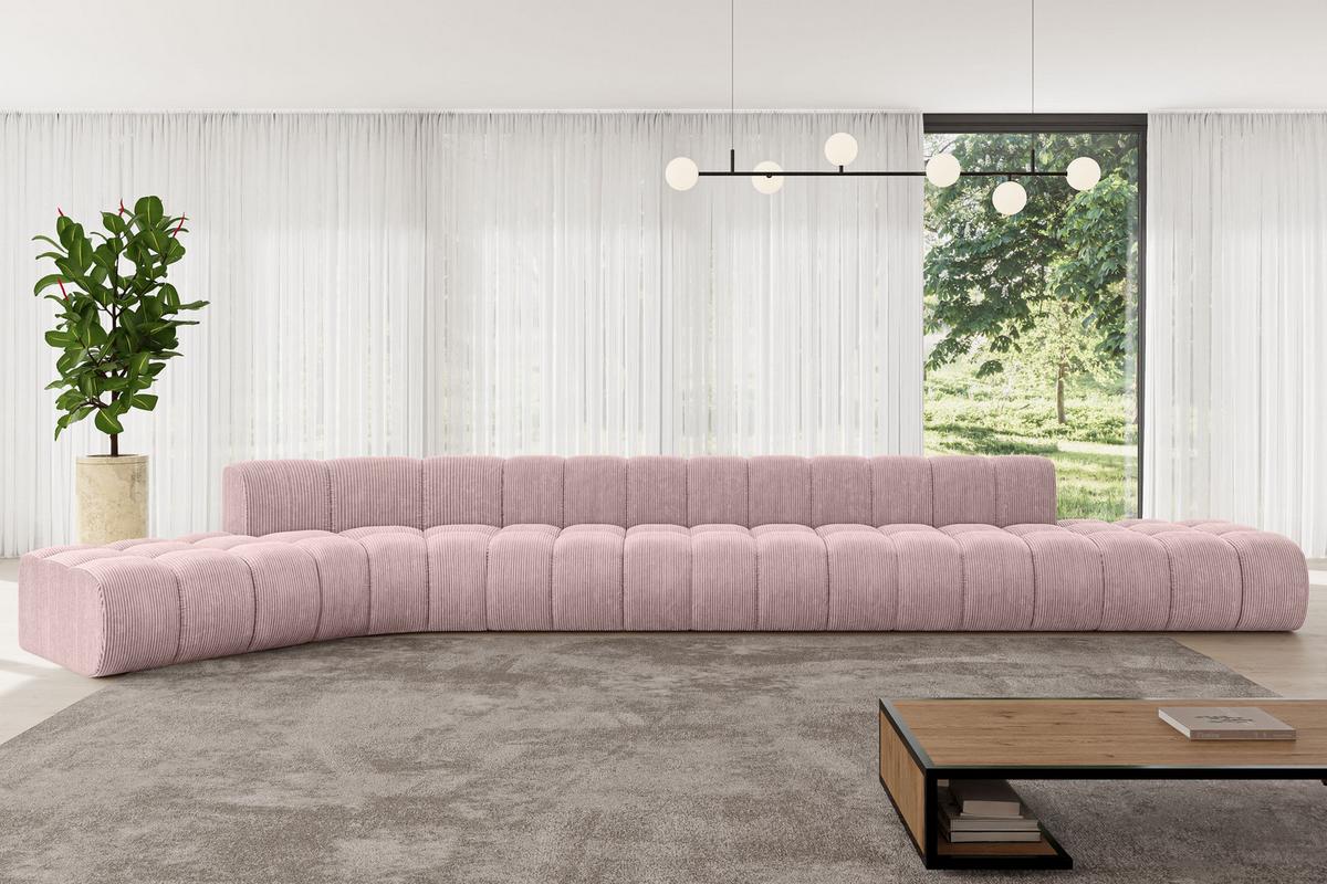 ECKSOFA modulares Sofa Solven-L3 - 562x174x70 cm Rosa - Rosa, Holzwerkstoff/Textil (562/174cm) - ALTDECOR
