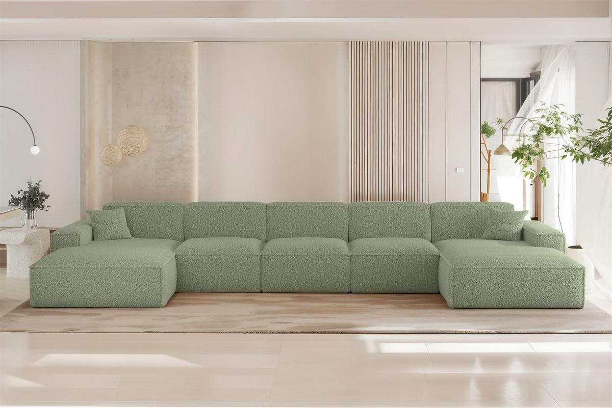 WOHNLANDSCHAFT Celes Premium Xl Sven - Grün, Holzwerkstoff/Textil (462/73/165cm) - Fun Möbel