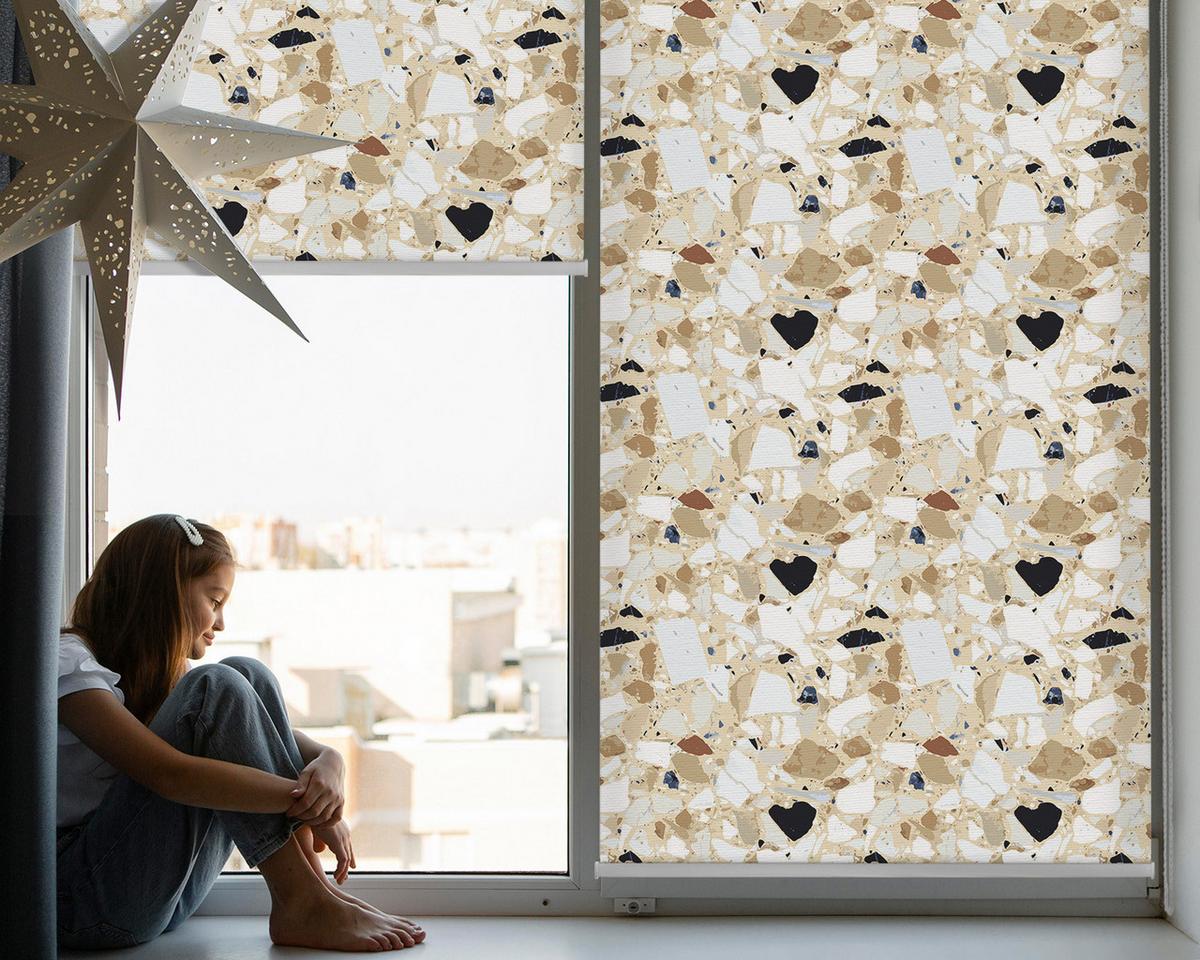 INNENROLLO - Fensterrollo - Rollo - 110x140 cm - Heller Granit - Gelb, Kunststoff (110/140/0.5cm) - TULUP