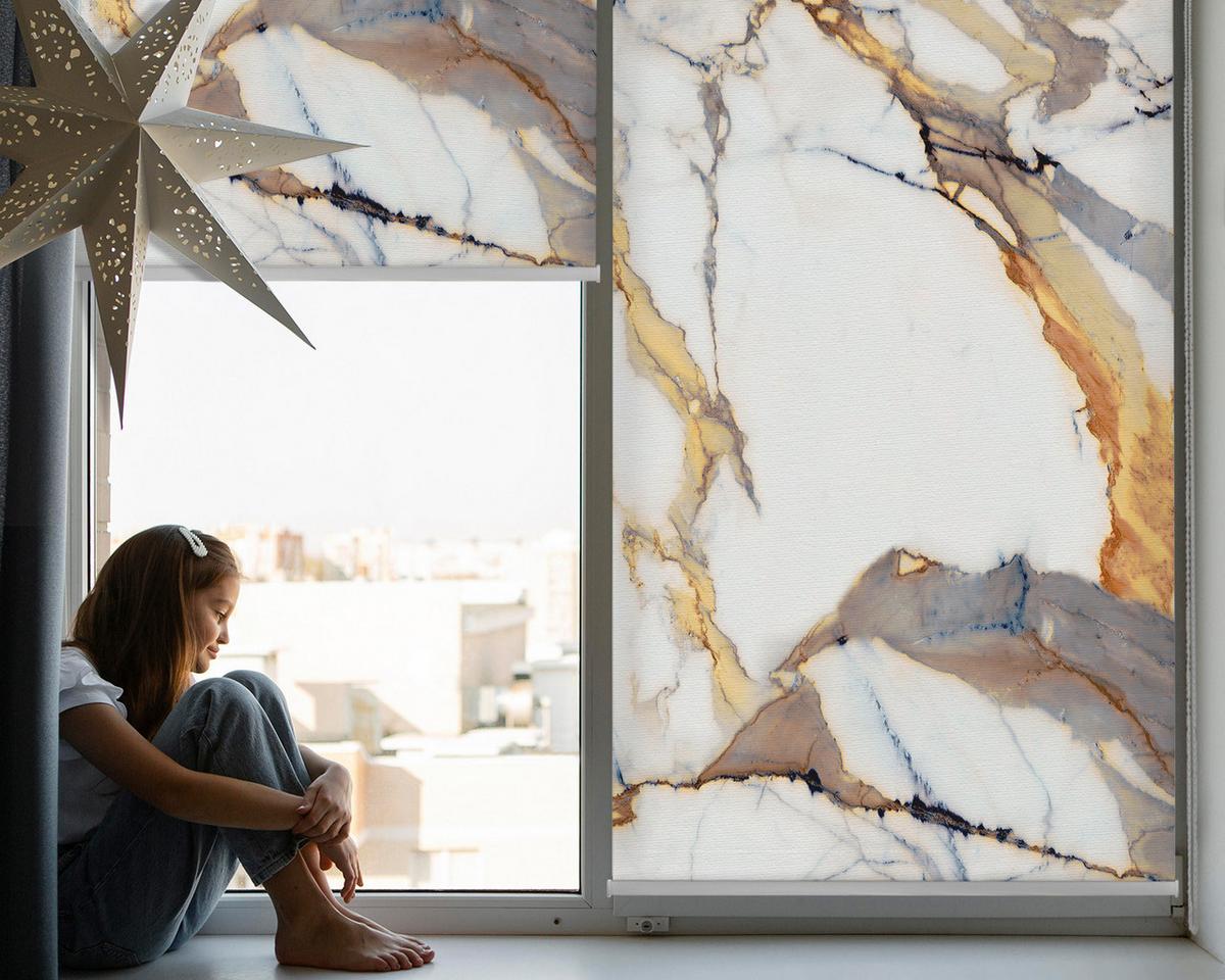 INNENROLLO - Fensterrollo - Rollo - 70x140 cm - Marmor - Weiß, Kunststoff (70/140/0.5cm) - TULUP