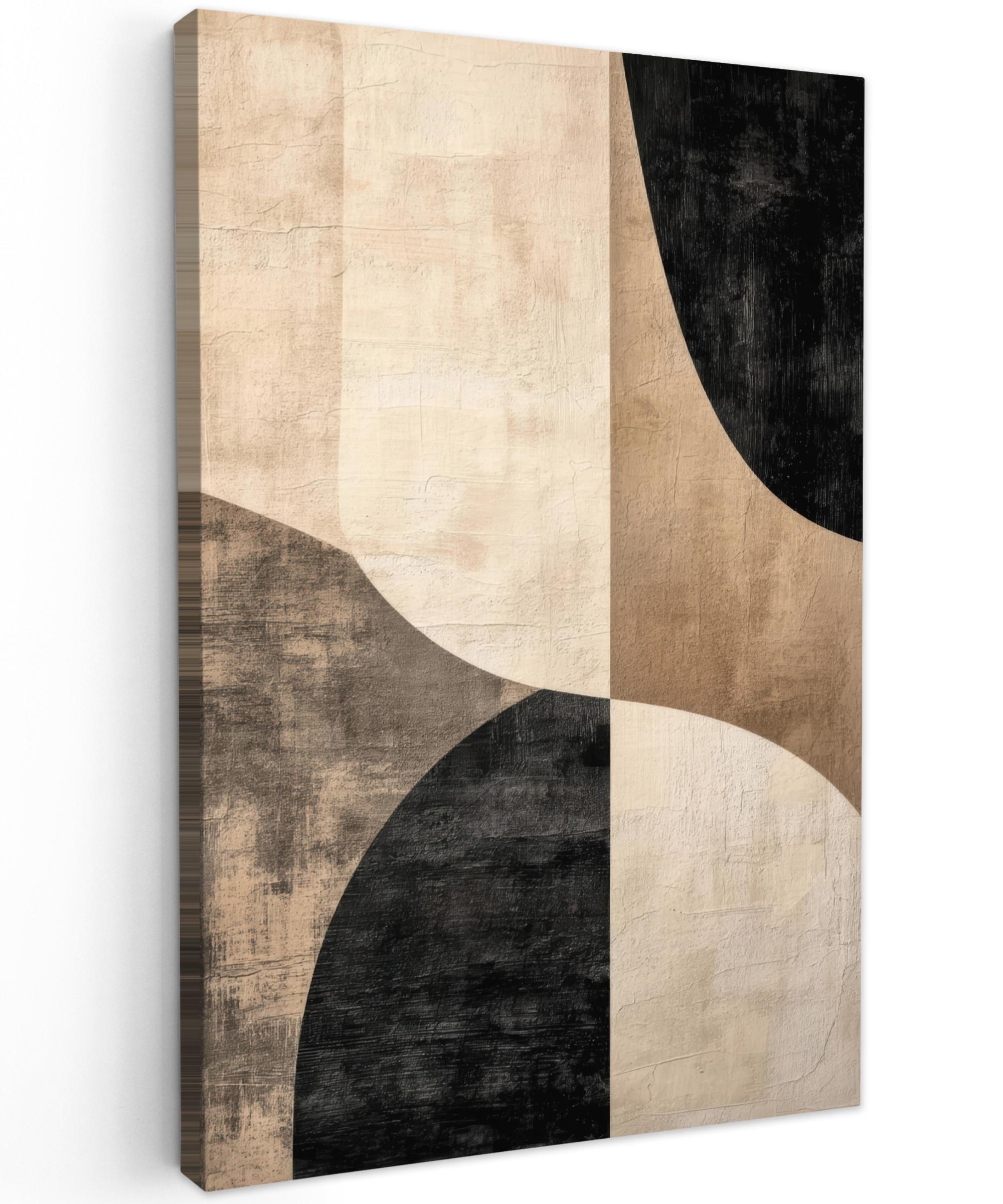 LEINWANDBILD Abstrakt - Flugzeuge - Schwarz - Rund Deko Groß 90x140 cm - Beige, Textil (90/140cm) - MuchoWow